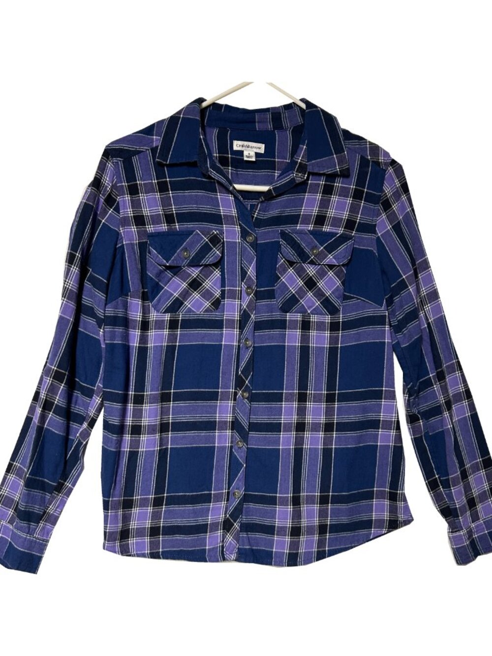 Women's Croft & Barrow Purple Plaid Button-Down Flannel Shirt